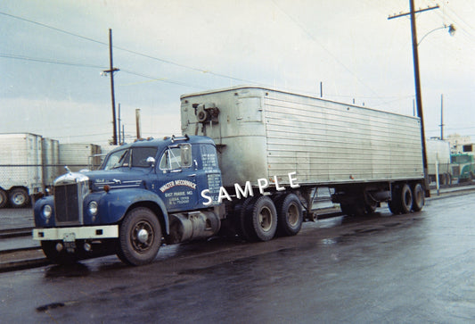 8X10 semi-truck photo 1950's B61 Mack factory sleeper - Transportation Treasure