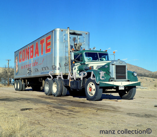 8x10 color semi-truck photo 1950's Diamond T COMBATE - Transportation Treasure