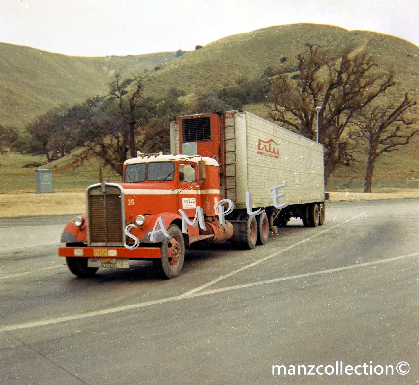 8x10 color semi-truck photo 1950's Kenworth EXLEY - Transportation Treasure