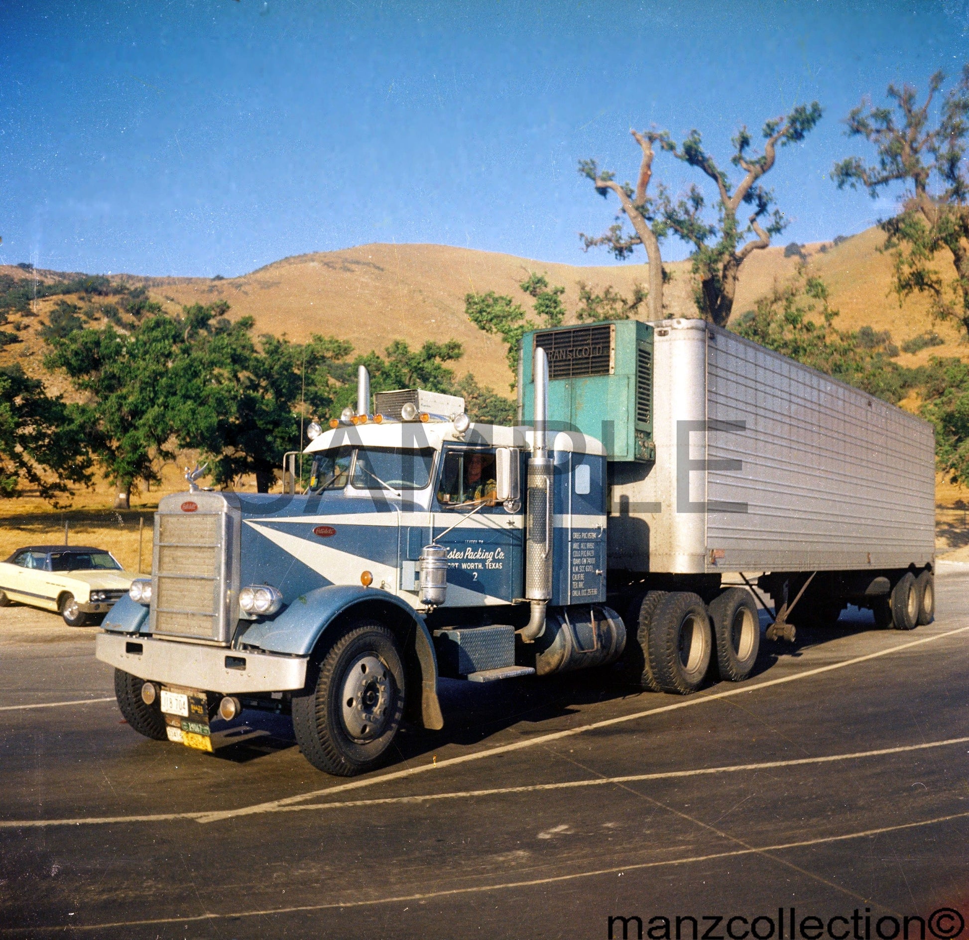 8X10 color semi-truck photo 1960's Peterbilt Conventional ESTES PACKING CO - Transportation Treasure