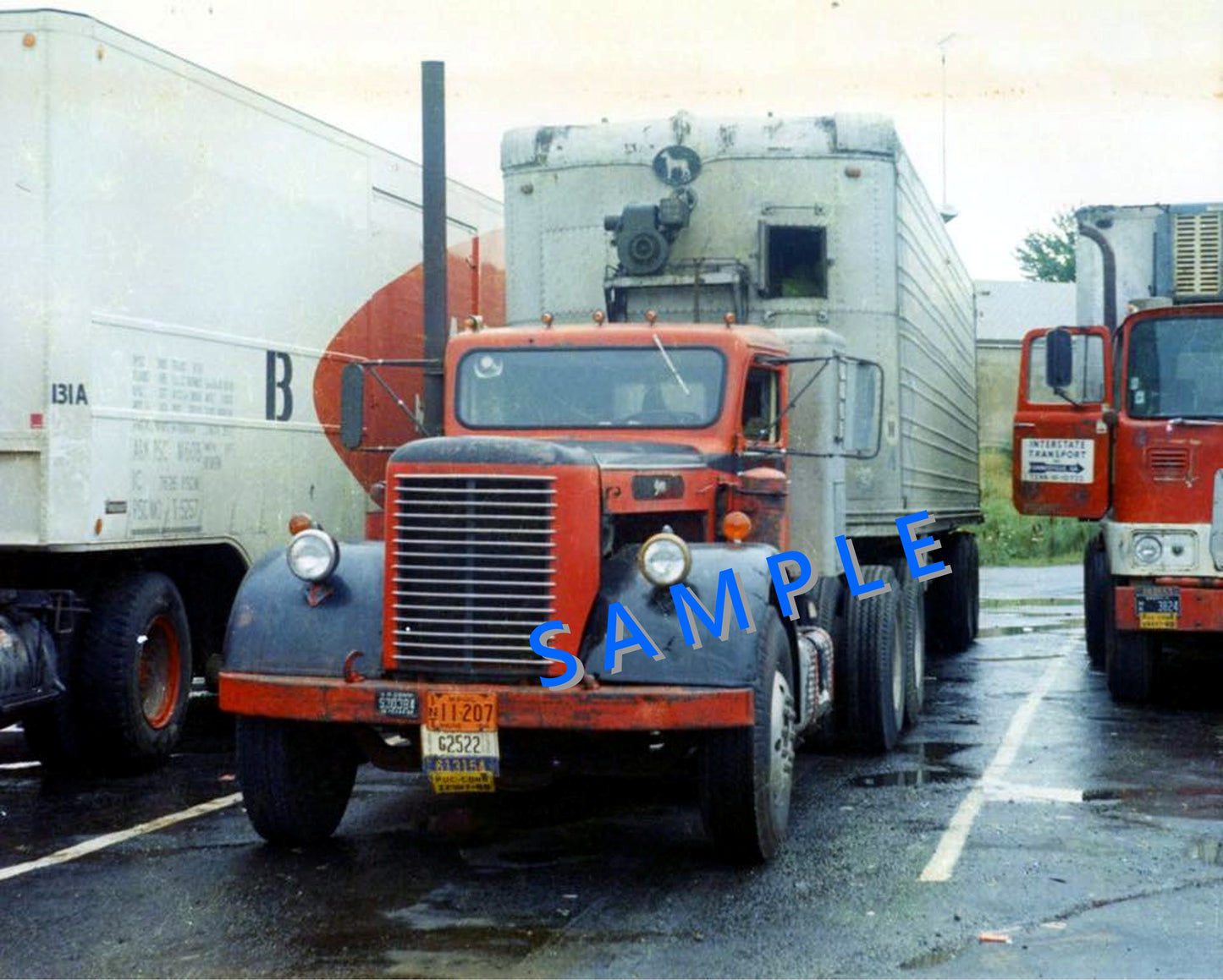8X10 semi-truck photo '40's BROWN tractor GREAT DANE reefer - Transportation Treasure