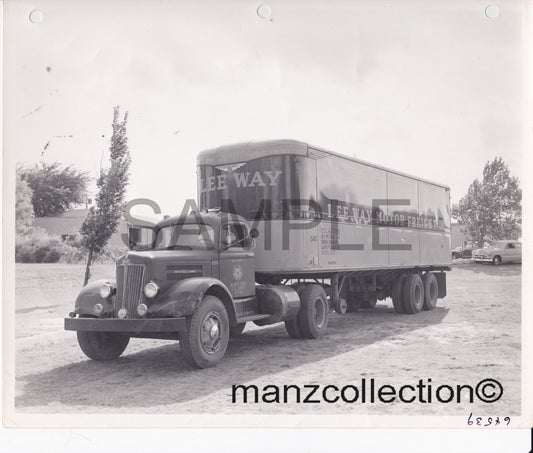 8X10 b & w semi-truck photo '40's White LEEWAY MOTOR FREIGHT - Transportation Treasure