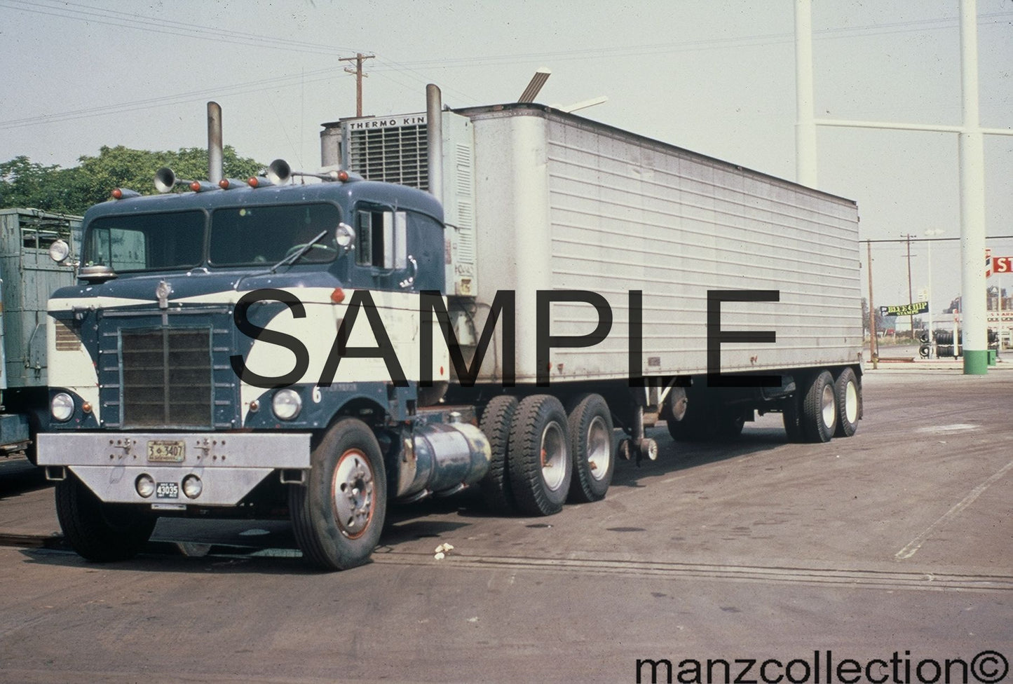8 x 10 color semi-truck photo '50's Bullnose Kenworth sleeper reefer - Transportation Treasure