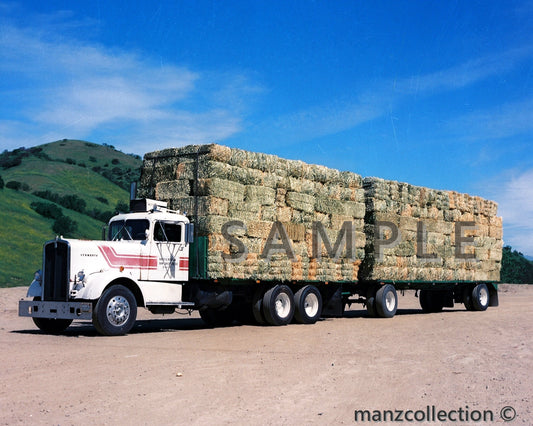 8x10 color semi-truck photo '50's Kenworth HAY HAULER - Transportation Treasure