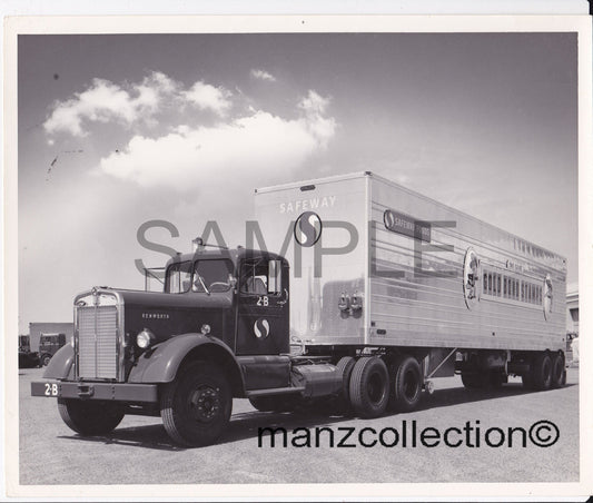 8X10 b & w semi-truck photo '50's Kenworth SAFEWAY FOODS - Transportation Treasure