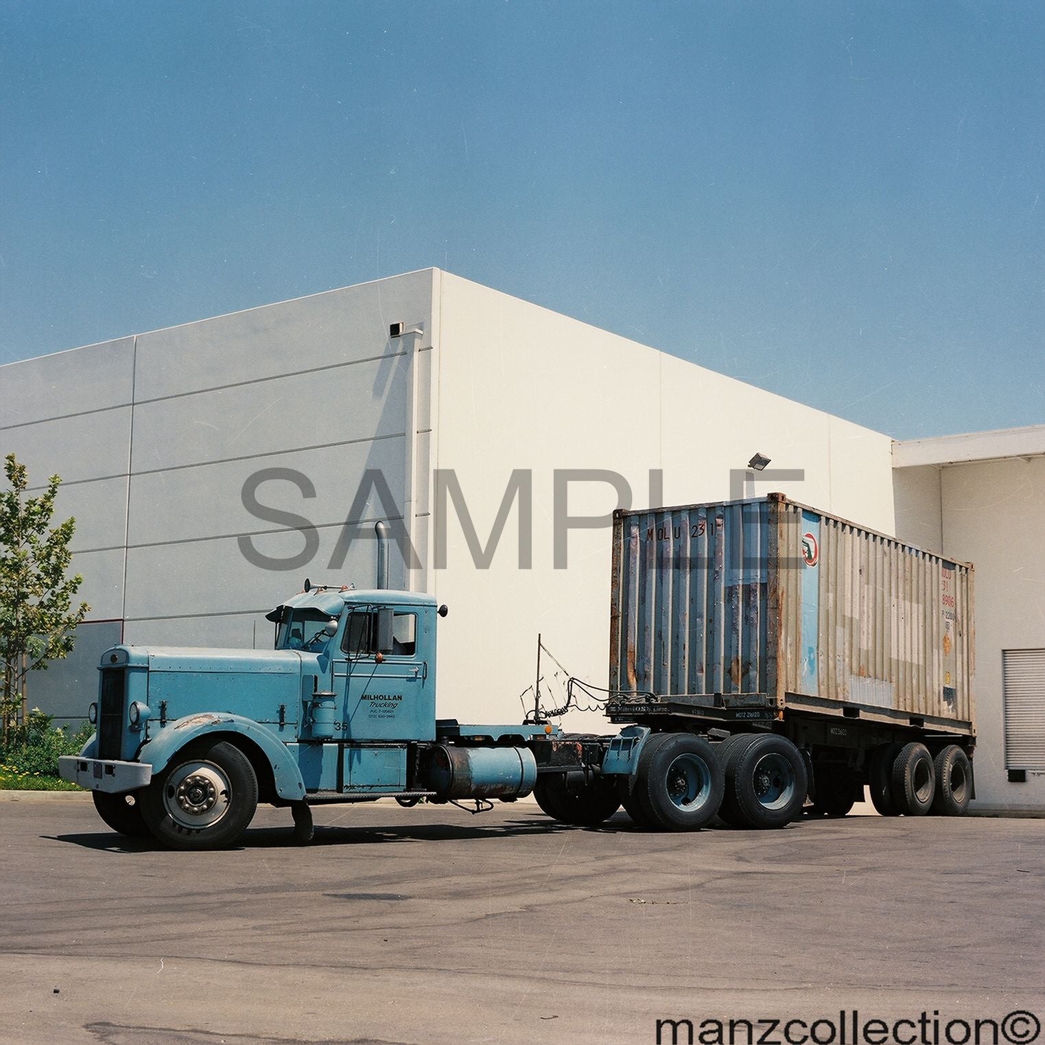 8x10 color semi-truck photo '50's Pete Ironnose MILHOLLAN TRUCKING - Transportation Treasure