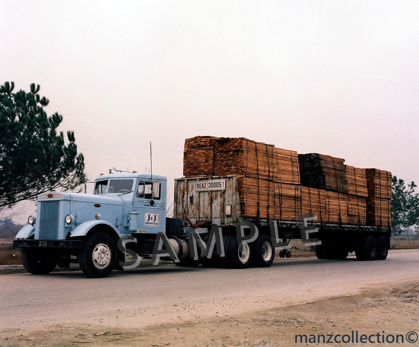 8x10 color semi-truck photo '50's Peterbilt J & J TRANSPORTATION - Transportation Treasure