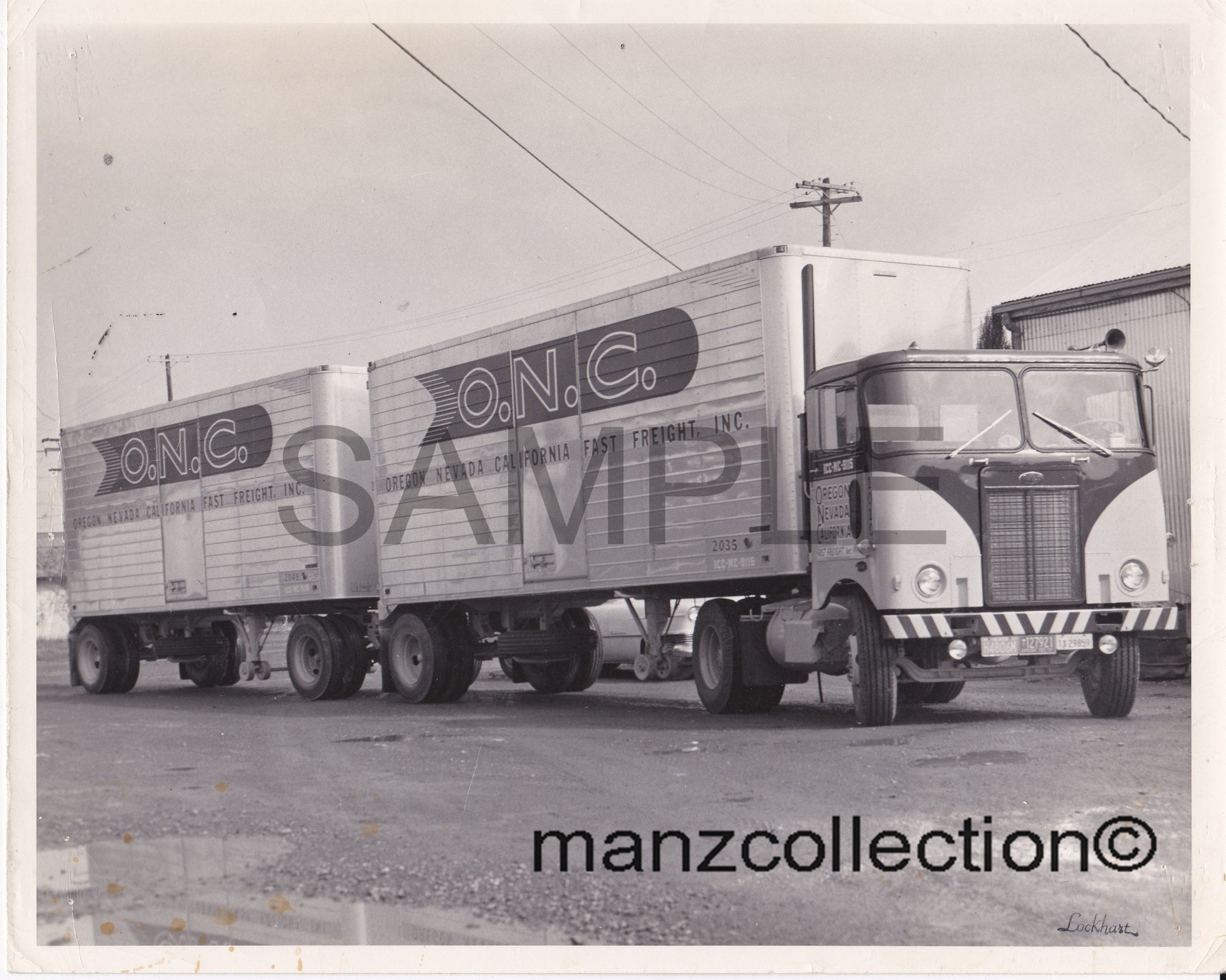 8X10 b & w semi-truck photo '50's Peterbilt ONC doubles - Transportation Treasure
