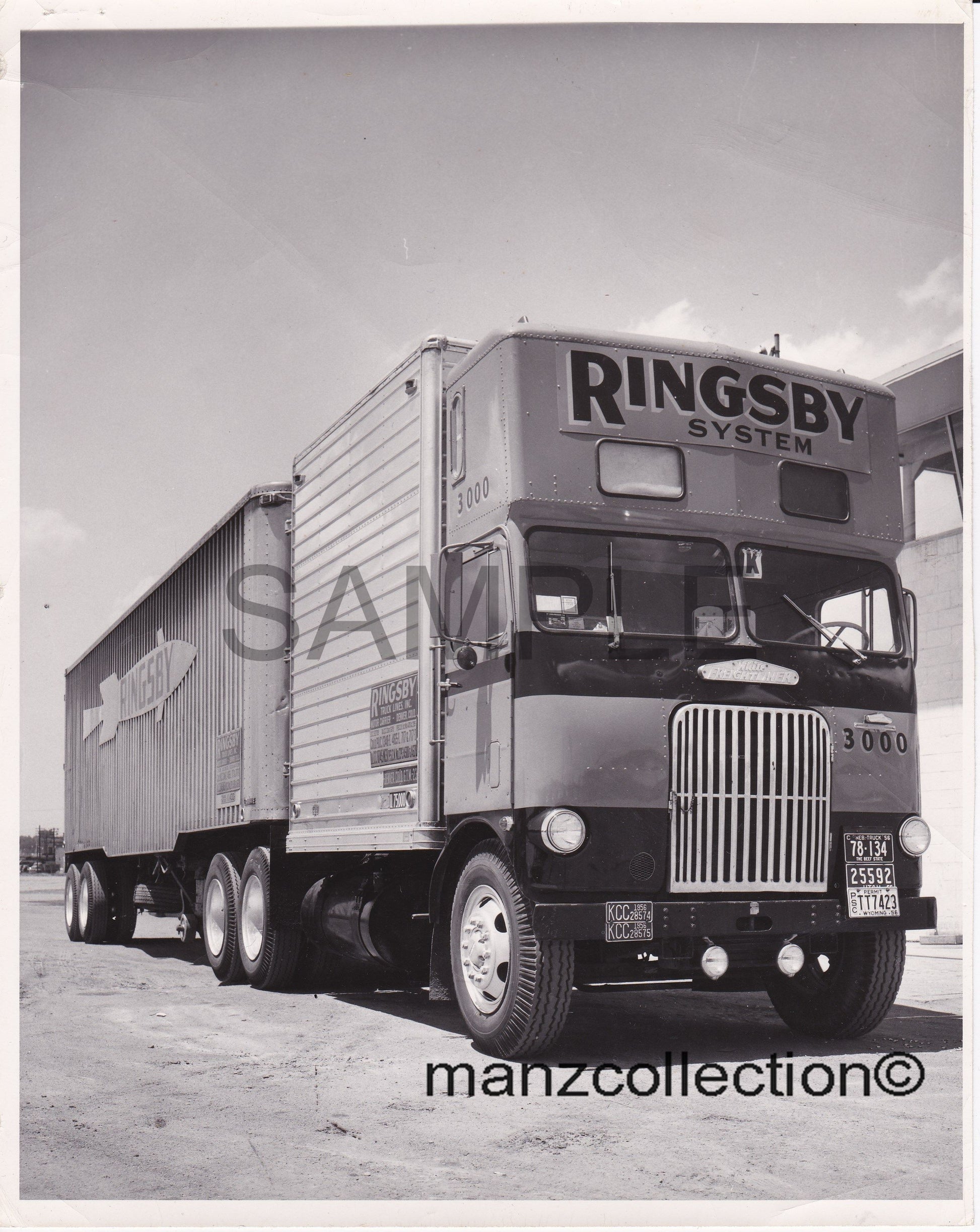 8X10 b & w semi-truck photo '50's WFL drom RINGSBY SYSTEM - Transportation Treasure