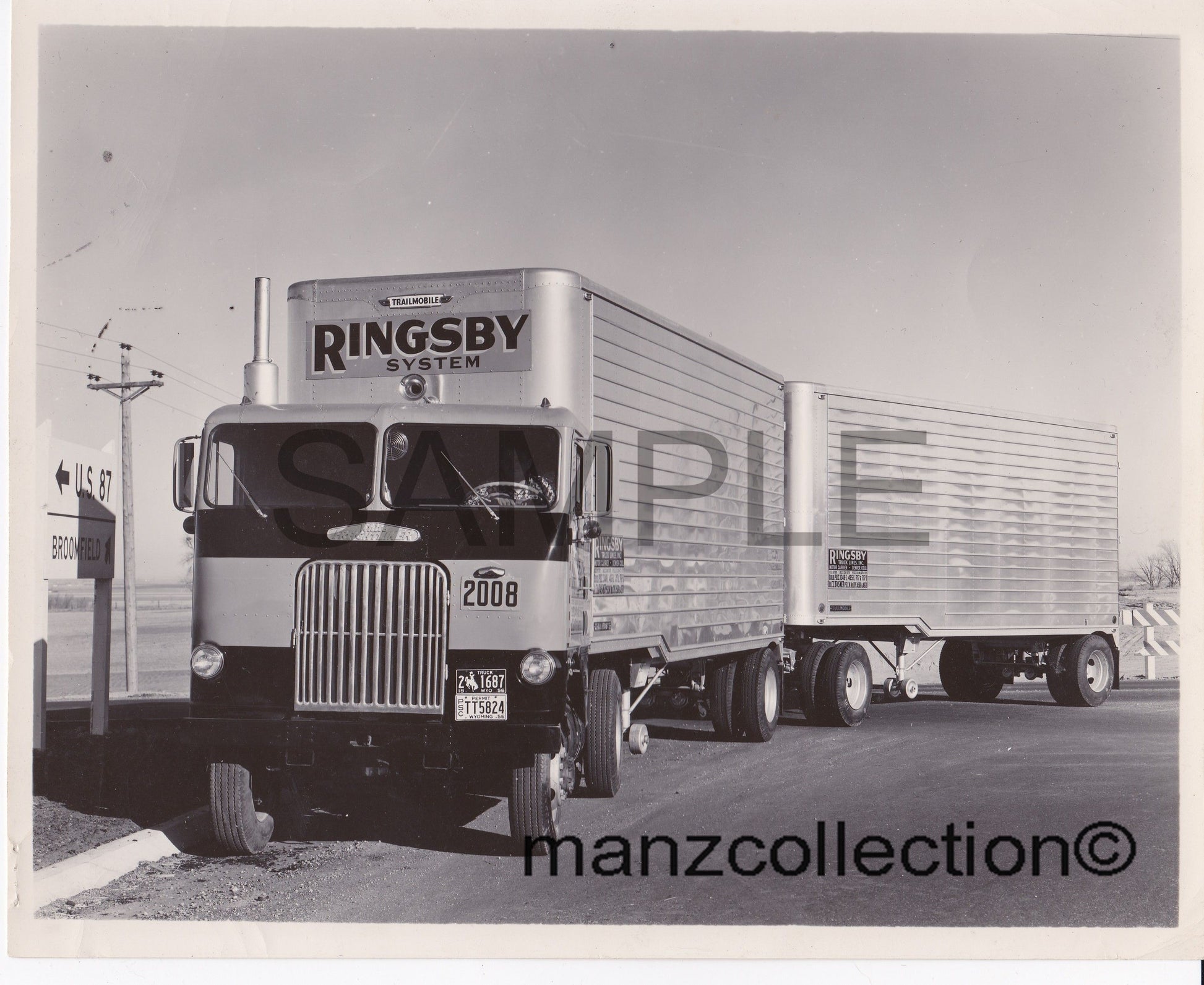 8X10 b & w semi-truck photo '50's WFL RINGSBY doubles - Transportation Treasure