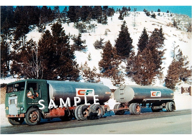 8X10 semi-truck photo '50's Whitefreightliner CF tank 'n tank trailer - Transportation Treasure