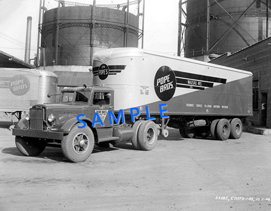 8X10 Semi-truck photo AUTOCAR POPE BROS. - Transportation Treasure