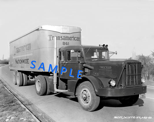 8X10 semi-truck photo Autocar TRANSAMERICAN - Transportation Treasure