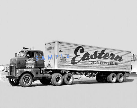 8X10 B & W semi-truck photo BULLNOSE INT'L EASTERN MOTOR LINES - Transportation Treasure