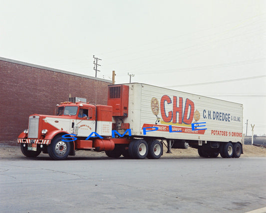 8 x 10 color semi-truck photo Peterbilt narrow-nose truck 'n trailer CH DREDGE & CO. - Transportation Treasure