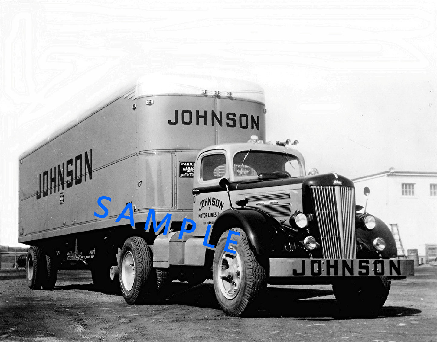 8X10 semi-truck photo White JOHNSON MOTOR LINES - Transportation Treasure