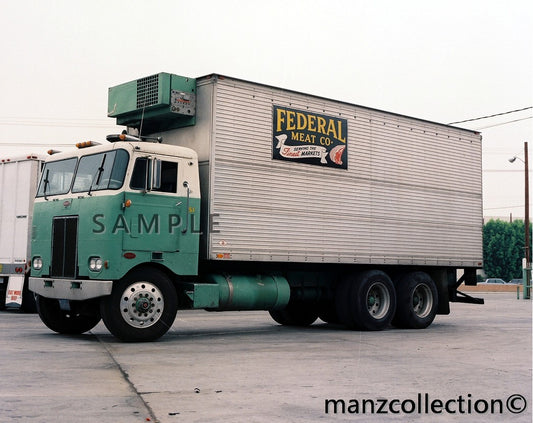 8x10 color semi-truck photo early '60's Peterbilt FEDERAL MEAT CO. - Transportation Treasure