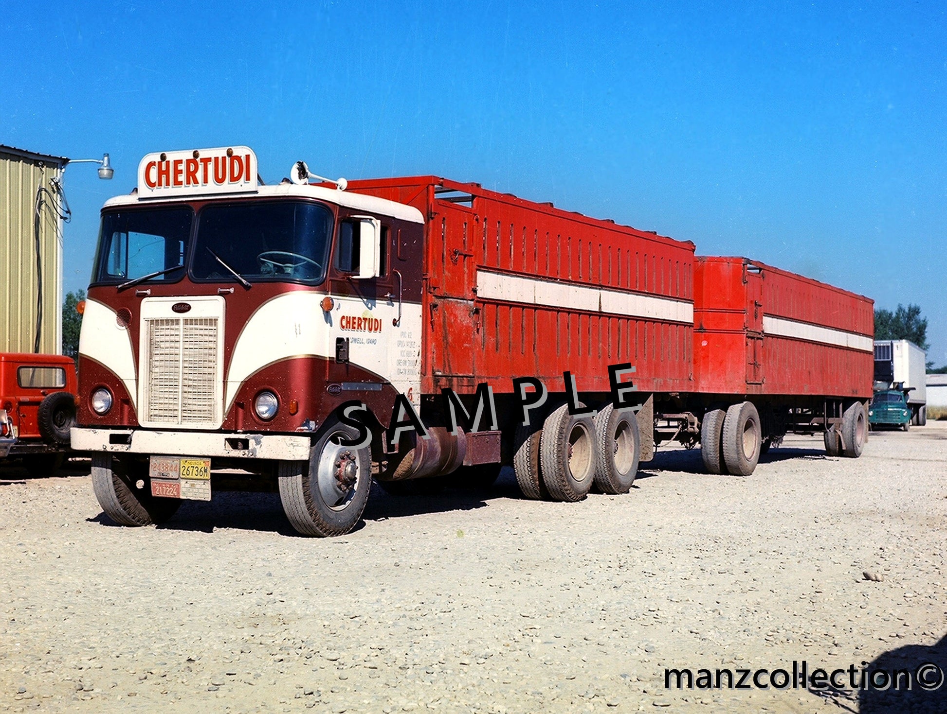 8x10 color semi-truck photo Late '50's Peterbilt CHERTUDI - Transportation Treasure